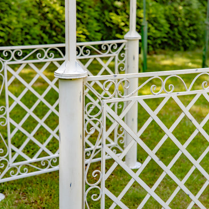 9.5ft T Iron Garden Arch with Embellished Trellis London 1820" (Antique White)