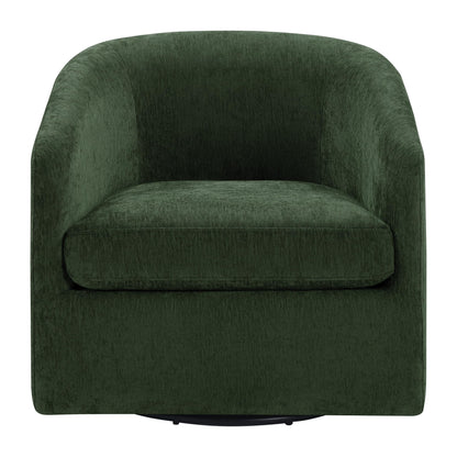 OSP Home Furnishings Parker Upholstered Swivel Tub Accent Chair, Green Fabric