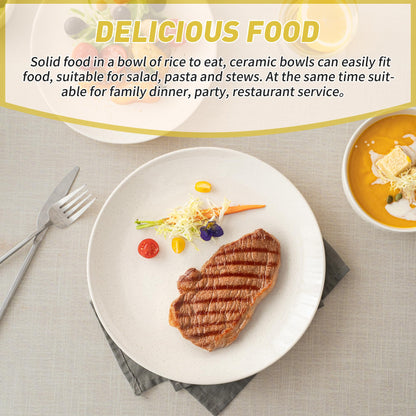 Dafuceramic Plates and Bowls Sets, 12 Pieces Modern Stoneware Dinnerware Set for 4 Kitchen Dinner Set Ceramic Dishware Dishes Set Microwave and Dishwasher Safe (White)