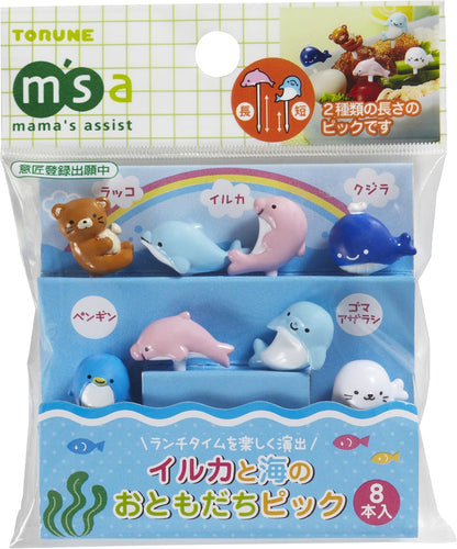 8 Pack (P-3081) Torune Food Pick Dolphins & Sea Friends, Picks Per