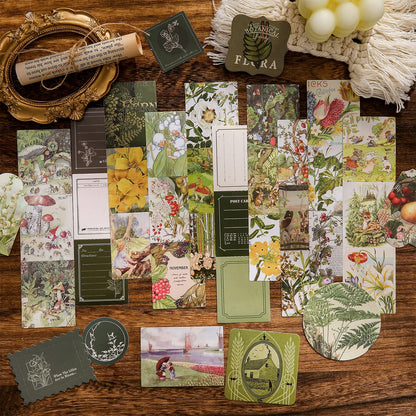 Scrapbooking Supplies Kit, Vintage Botanical Aesthetic Scrapbook Kit for Bullet Junk Journal, Stationery, A6 Grid Notebook, Flower DIY Journaling Supplies, Birthday Craft Gift for Teen Girl Women