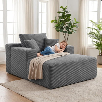 Trygoal 67 inch Oversized Lounge Chair, Boneless Living Room Chairs Indoor with Wide Armrest & Throw Pillows, Cloud Sofa Bed Couch for Small Spaces & Apartment, No Assembly Required, Deep Gray