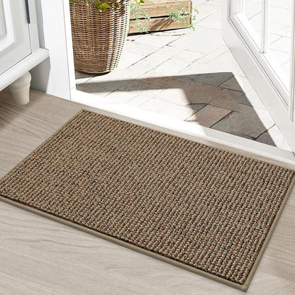 BEQHAUSE Dirt Trapper Door Mat - Non-Slip, Washable Entrance Mat | 20" x 32", Beige, Dirt Resistant & Absorbent