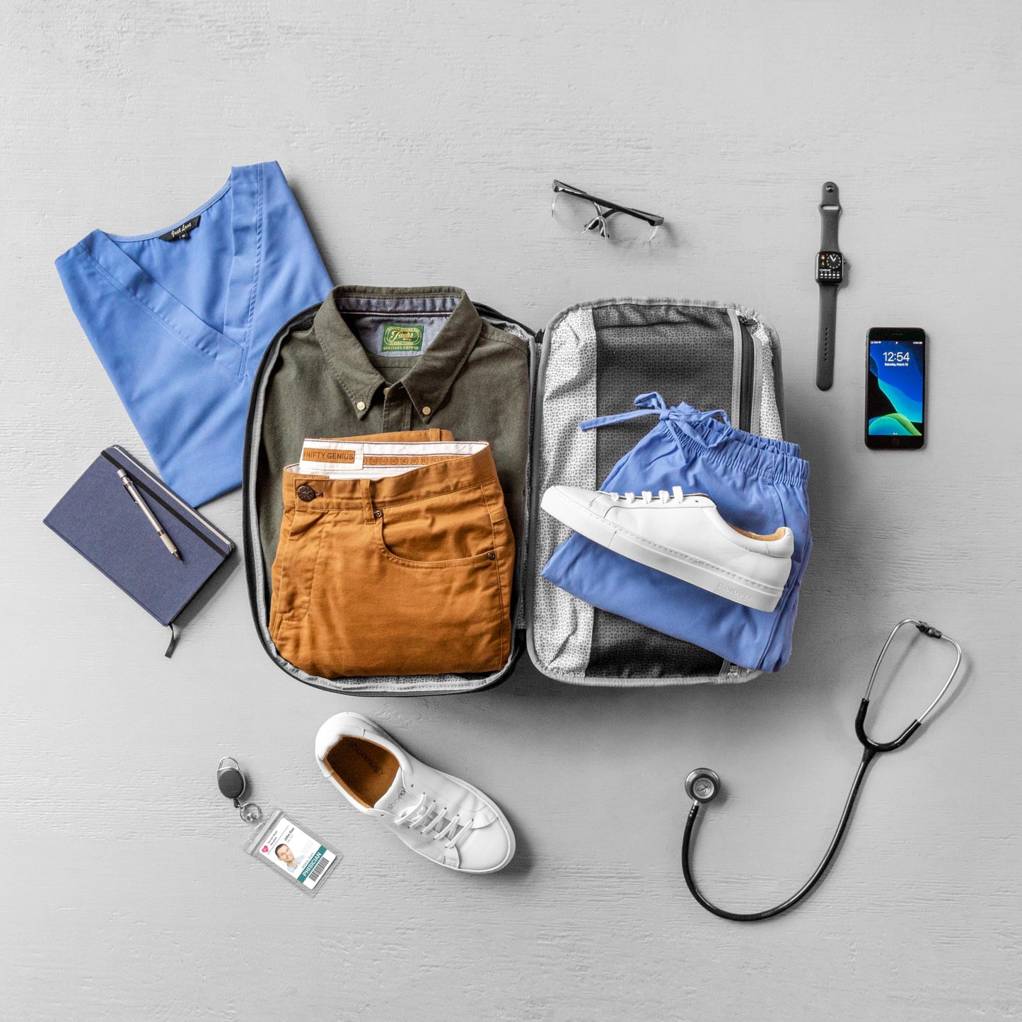 Knack Series 1 Laptop Backpack Fits up to 15 Inch - Knack Bags Carry-On Backpack, TSA Approved, Expandable Travel Backpacks With 3 Day Outfit Capacity (Indigo Blue, Medium)