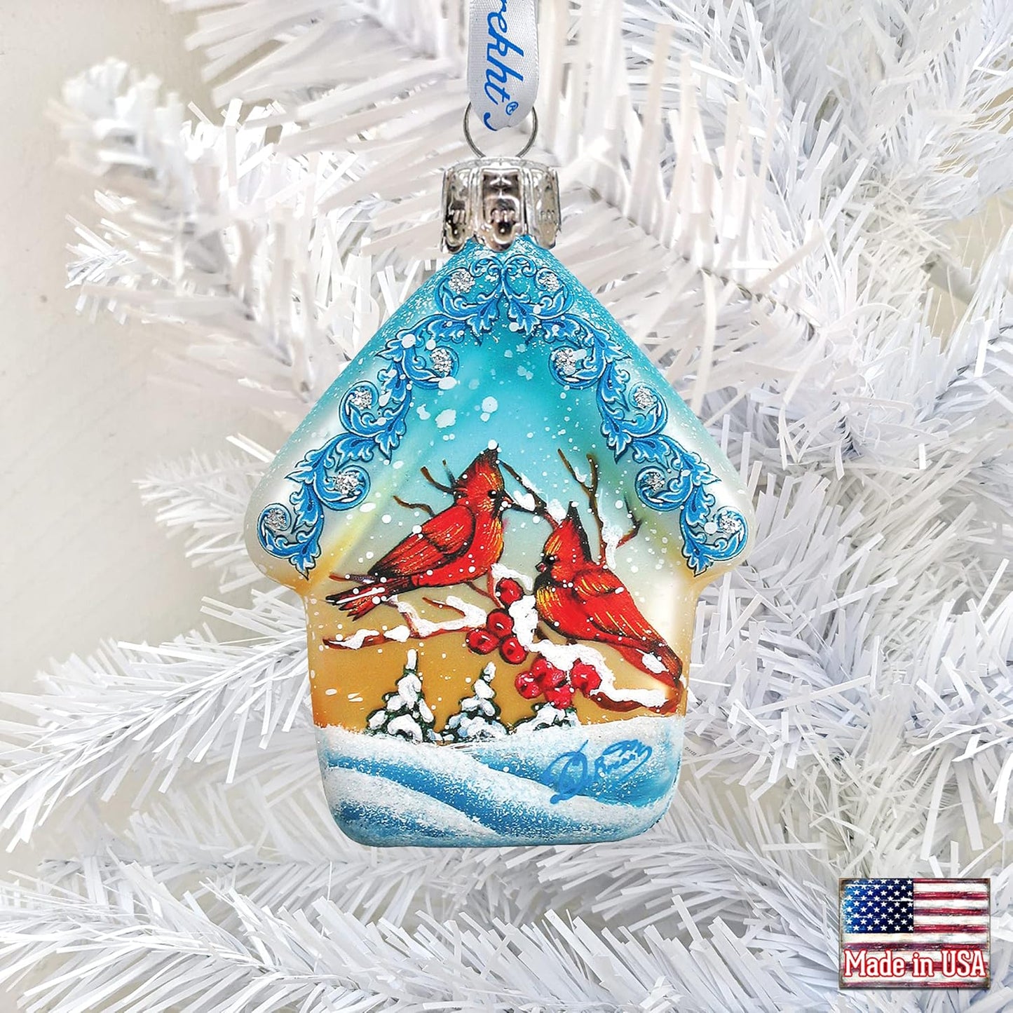 Cardinal House Glass Ornament - Keepsake Glass Wildlife Decor - 739421 by G.DeBrekht