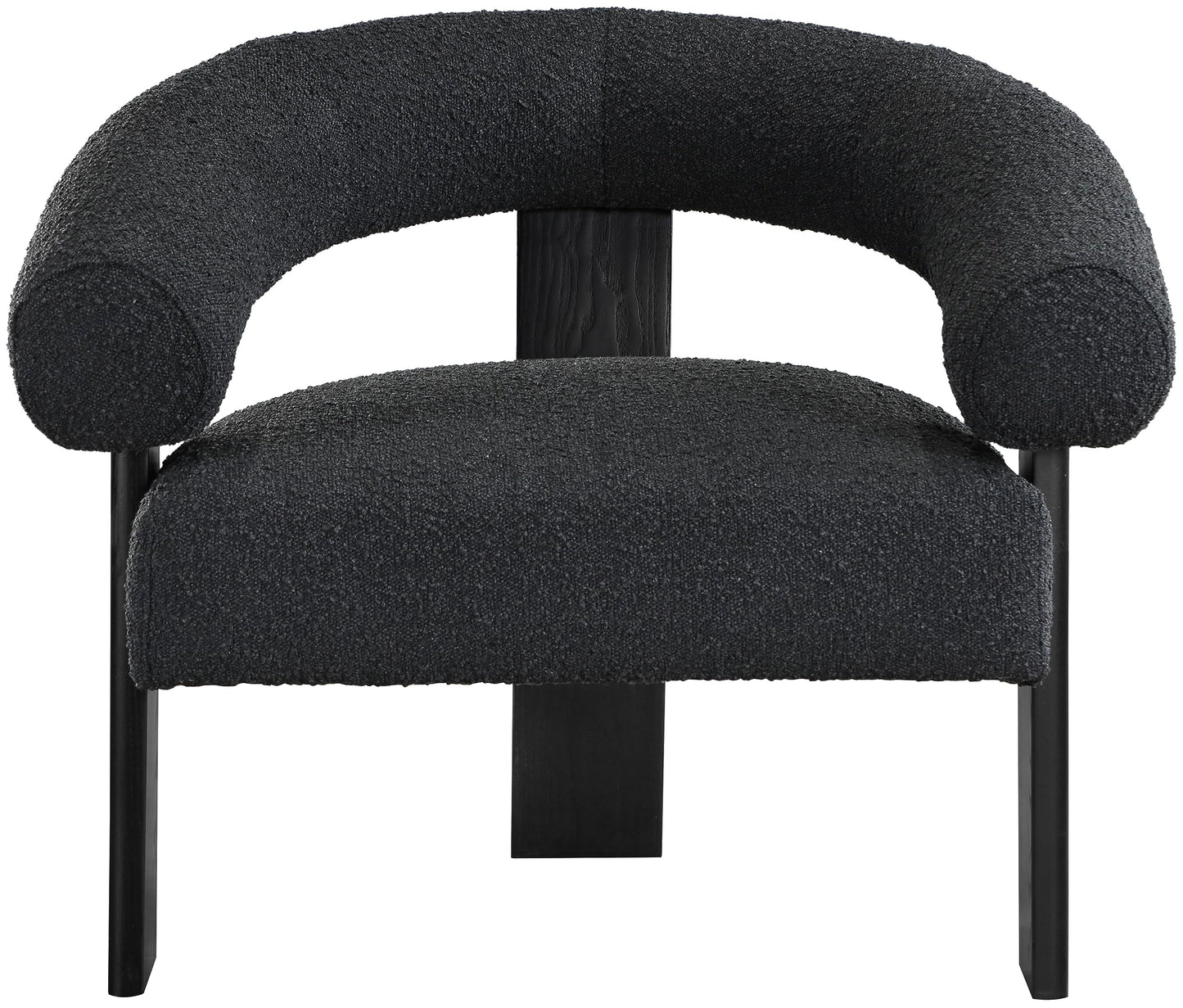 Meridian Furniture 497Black Winston Collection Mid-Century Modern Upholstered Accent Chair with Rich Boucle Fabric, Solid Wood Finished Legs, 35.5" W x 29" D x 30" H