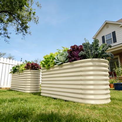 Annoell 30" Extra Tall Galvanized Raised Garden Bed, 8x2x2.5 ft Metal Planters for Outdoor Plants, Heavy Duty Flower Bed Deep Root for Vegetable, Garden Bed Outdoor Large Planter Box - Sand Beige