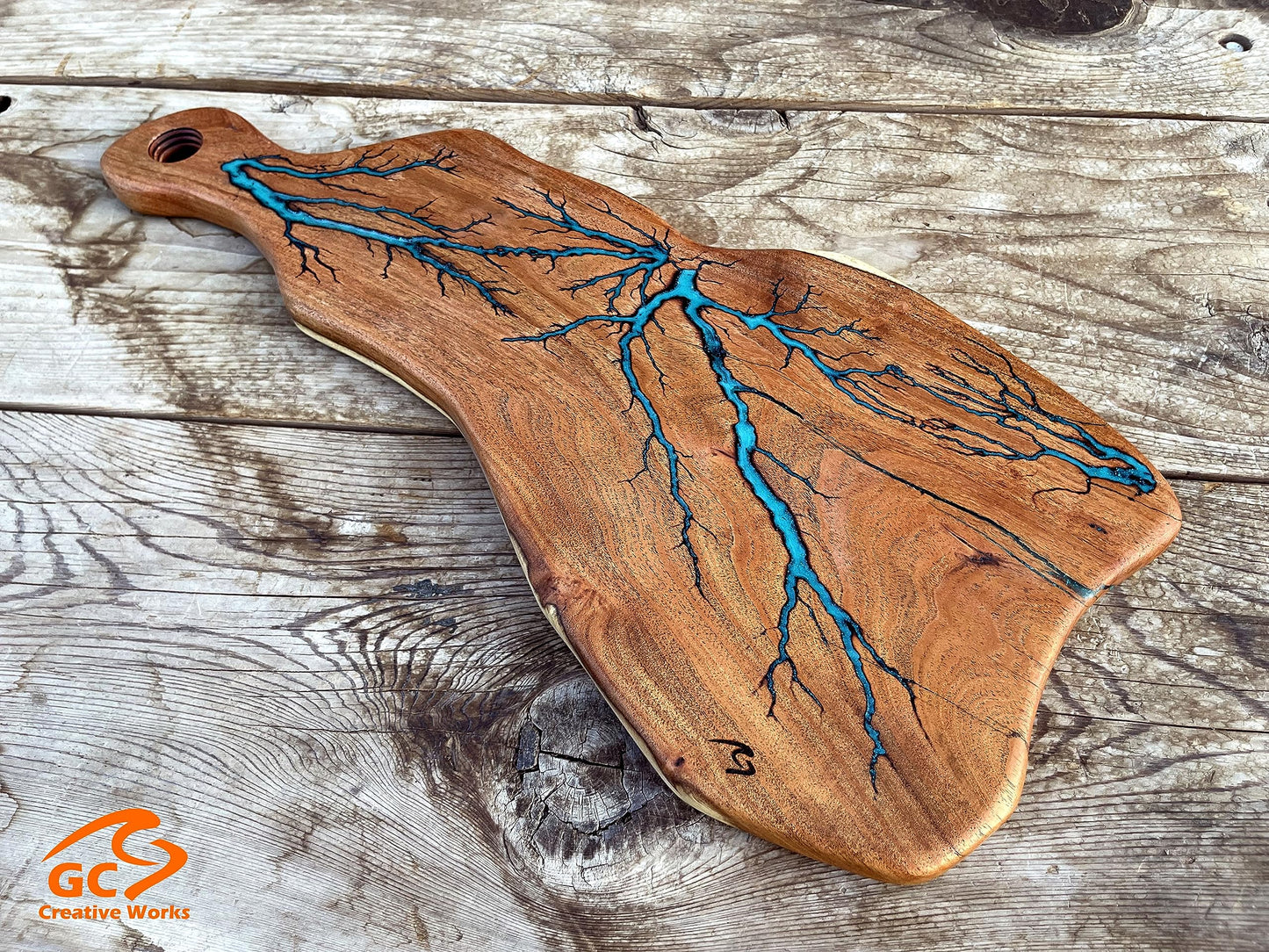 Charcuterie Board Fractal Art Live Edge Mesquite