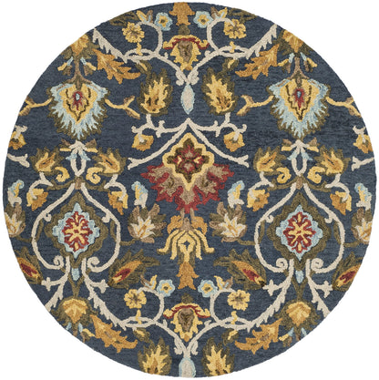 SAFAVIEH Blossom Collection 10' Round Navy/Multi BLM402A Handmade Premium Wool Entryway Foyer Living Room Bedroom Kitchen Area Rug