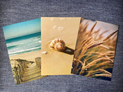 Sandy Beach Landscape Set of 3 Unframed Wall Prints, Coastal Ocean Waves and Beach Path Posters for Home Decor (8x10)