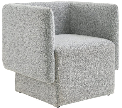 Meridian Furniture 575Grey Vera Collection Modern | Contemporary Boucle Fabric Upholstered Accent Chair, Grey, 31" W x 27" D x 29" H