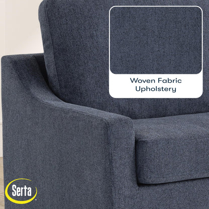 Serta® Harper 53.3” Twin Pullout Sofa Bed, Easy Assembly, USB Power Ports, Soft Modern, Sloped, Woven Fabric