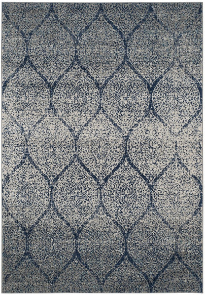 SAFAVIEH Madison Collection Accent Rug - 4' x 6', Navy & Silver, Glam Ogee Trellis Distressed Design, Non-Shedding & Easy Care, Ideal for High Traffic Areas in Entryway, Living Room, Bedroom (MAD604G)