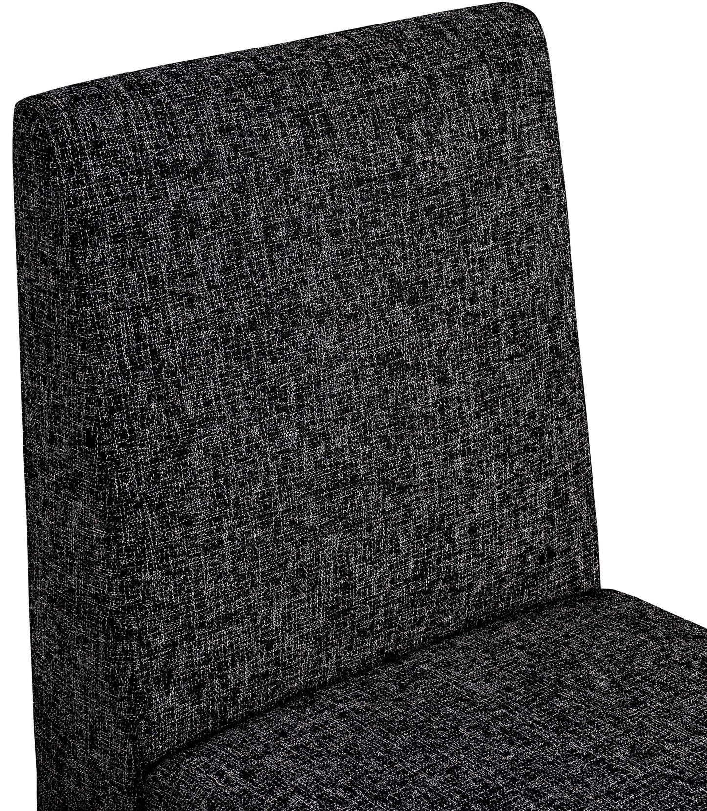 Meridian Furniture 751Black-C Benson Collection Art Deco Dining Chair with Rich Black Linen Textured Fabric Upholstery, Fabric with Weave, Iron Inner Frame, 18.5" W x 22.5" D x 35" H, Black, Set of 2