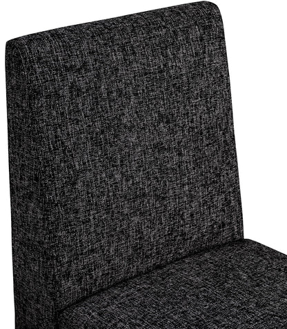 Meridian Furniture 751Black-C Benson Collection Art Deco Dining Chair with Rich Black Linen Textured Fabric Upholstery, Fabric with Weave, Iron Inner Frame, 18.5" W x 22.5" D x 35" H, Black, Set of 2