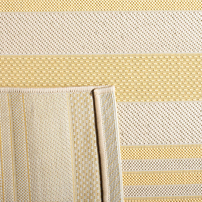 SAFAVIEH Courtyard Collection 2' x 3'7" Gold/Beige CY6062 Nautical Coastal Stripe Indoor/Outdoor Accent Rug