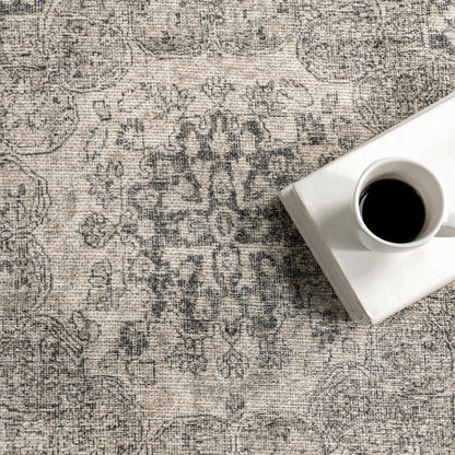 Nuloom Hillstone Collection Agnetha Grey/Taupe, 7'10" x 10', Vintage Medallion, Soft and Cozy, High Traffic, Stain Resistant, Easy Clean, Durable Area Rug for Bedroom, Living Room, Dining, Foyer