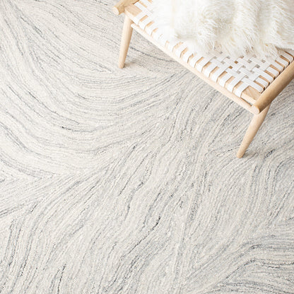 SAFAVIEH Metro Collection Area Rug - 10' x 14', Ivory & Silver, Handmade Modern Abstract Wool, Ideal for High Traffic Areas in Living Room, Bedroom (MET505G)