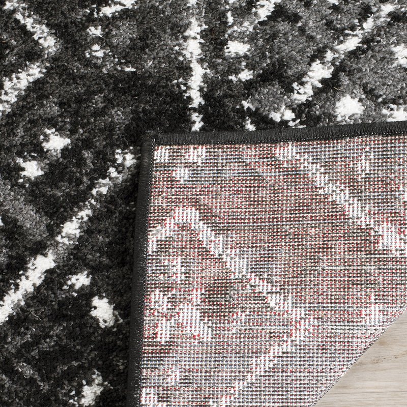 SAFAVIEH Adirondack Collection Area Rug - 4' Square, Black & Silver, Moroccan Boho Distressed Design, Non-Shedding & Easy Care, Ideal for High Traffic Areas in Living Room, Bedroom (ADR111C)