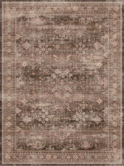 Hazo Haus Brown 9x12 Living Room Rug - Vintage Western Design | Washable Non-Slip Area Rug for Dining & Bedroom