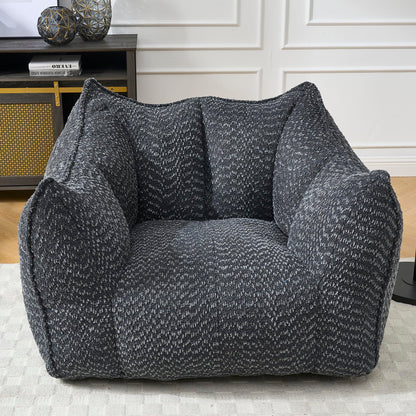 Large Chenille Bean Bag Chair for Adults - Oversized Square Lazy Sofa, Comfortable Gaming Reading TV Seat, 47.2" W x 36.2" D, Black, Living Room & Bedroom Essential
