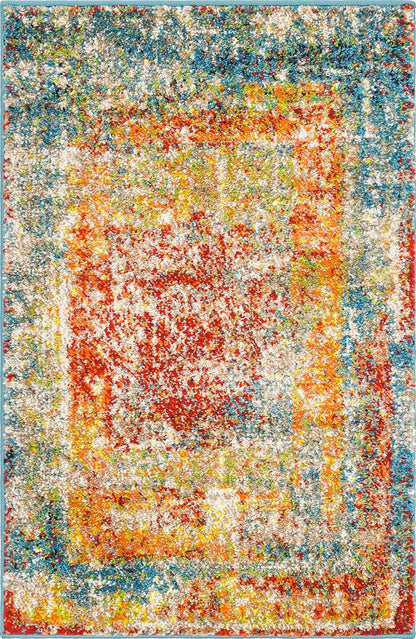 Unique Loom Rosso Collection Traditional Medallion Distressed Bohemian Vintage Southwestern Area Rug, 2 ft x 3 ft,