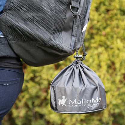 MalloMe Camping Cookware Mess Kit for Backpacking Gear – Camping Cooking Set - Backpack Camping Pot and Pans Set - Portable Camping Stove and Backpacking Stove Compatible - Camp Accessories Equipment