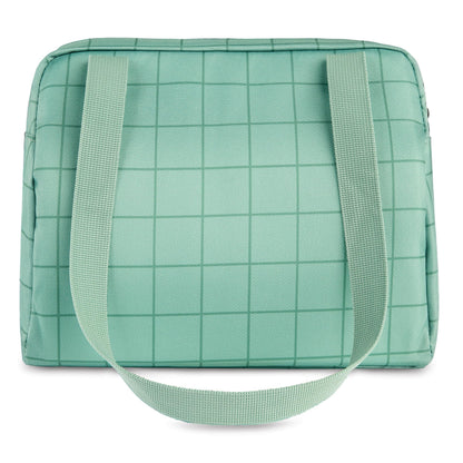 PackIt®️ Freezable Hampton Lunch Bag, Sports Grid Sage, Built with ECOFREEZE® Technology, Collapsible, Reusable, Zip Closure with Front Pocket and Shoulder Straps, Designed for Fresh Office Lunches