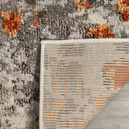 SAFAVIEH Monaco Collection Area Rug - 10' x 14', Grey & Orange, Boho Chic Abstract Watercolor Design, Non-Shedding & Easy Care, Ideal for High Traffic Areas in Living Room, Bedroom (MNC225H)