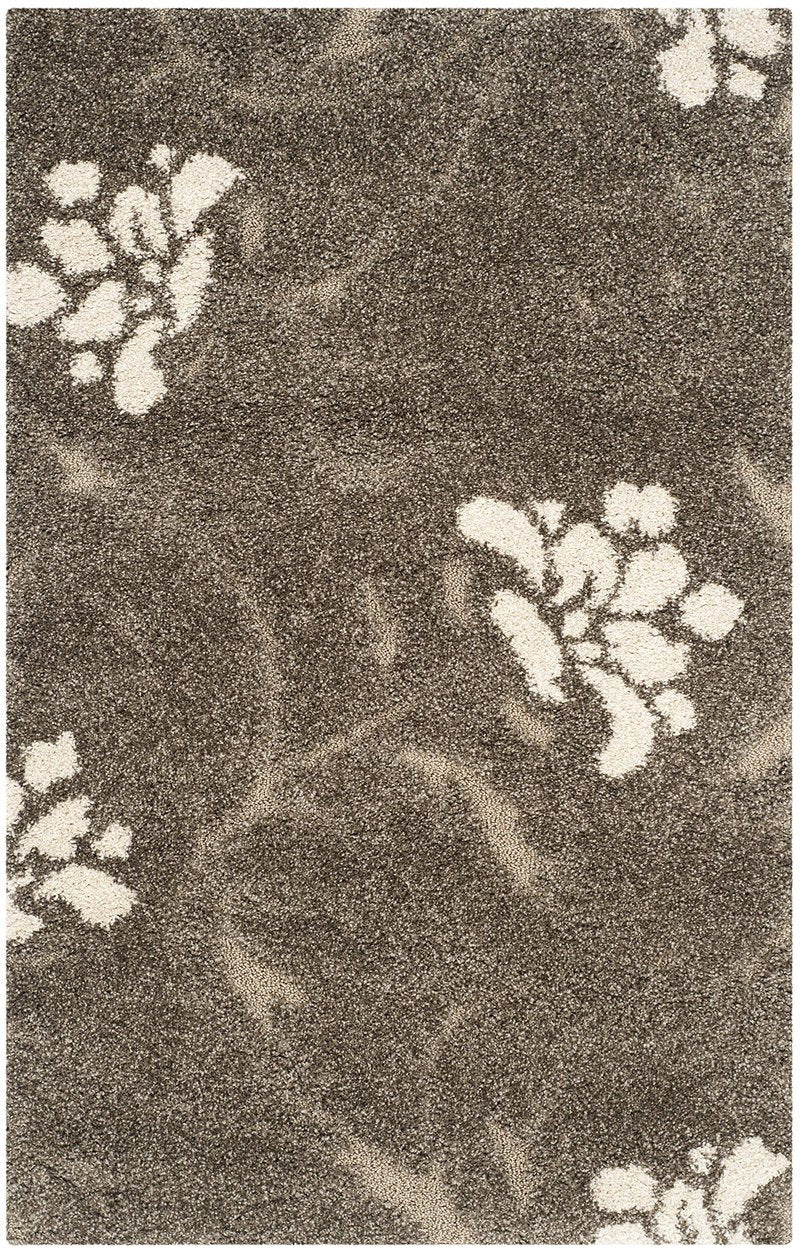 SAFAVIEH Florida Shag Collection Accent Rug - 2'3" x 4', Smoke & Beige, Floral Design, Non-Shedding & Easy Care, 1.2-inch Thick Ideal for High Traffic Areas in Foyer, Living Room, Bedroom (SG464-7913)