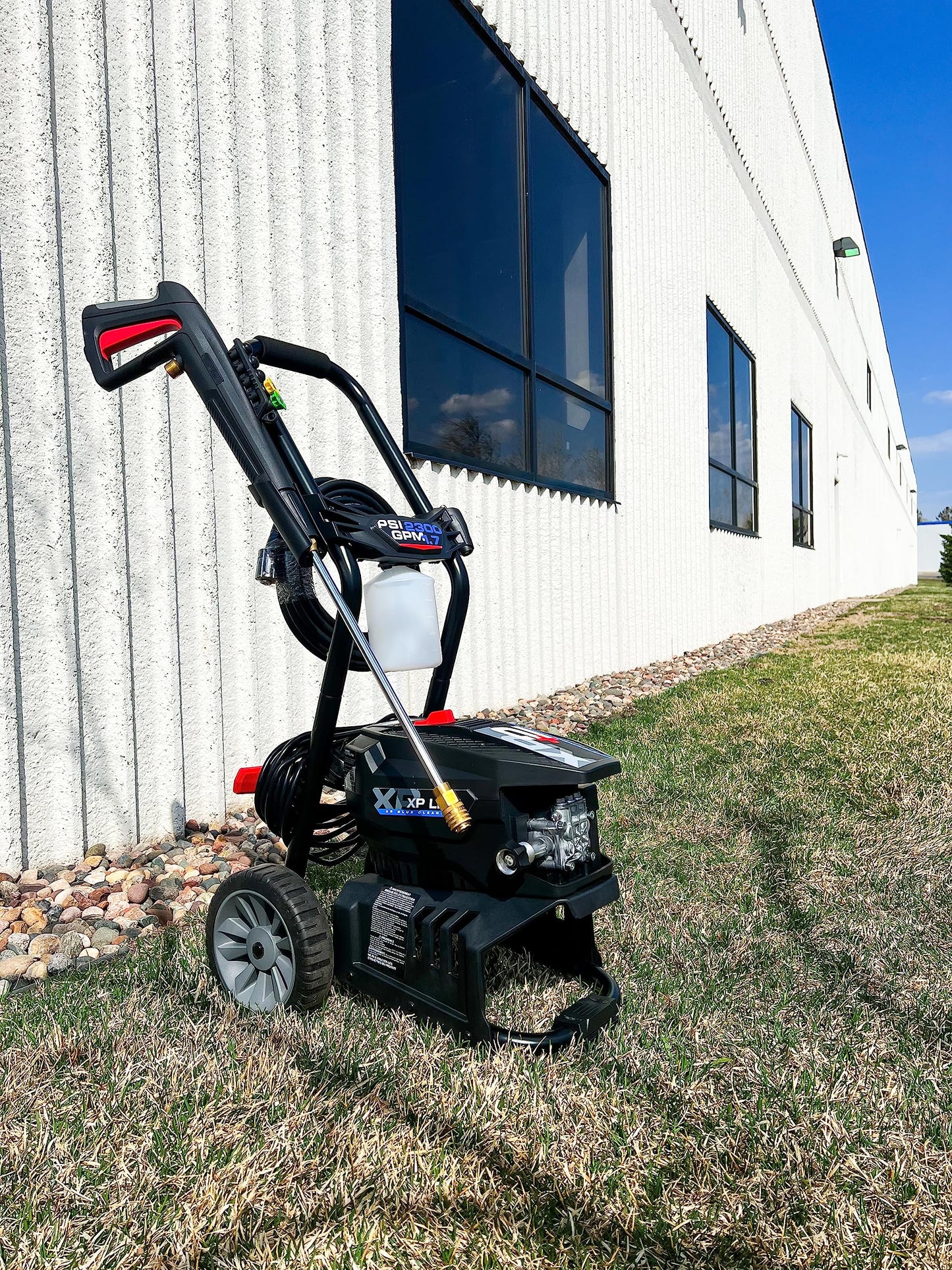 AR Blue Clean BCXP22300P Electric Pressure Washer-2300 PSI, 1.7 GPM, 13 Amps Quick Connect Accessories, Two Wheel Trolley, On Board Storage, Portable Pressure Washer, High Pressure, Car washer, Patio