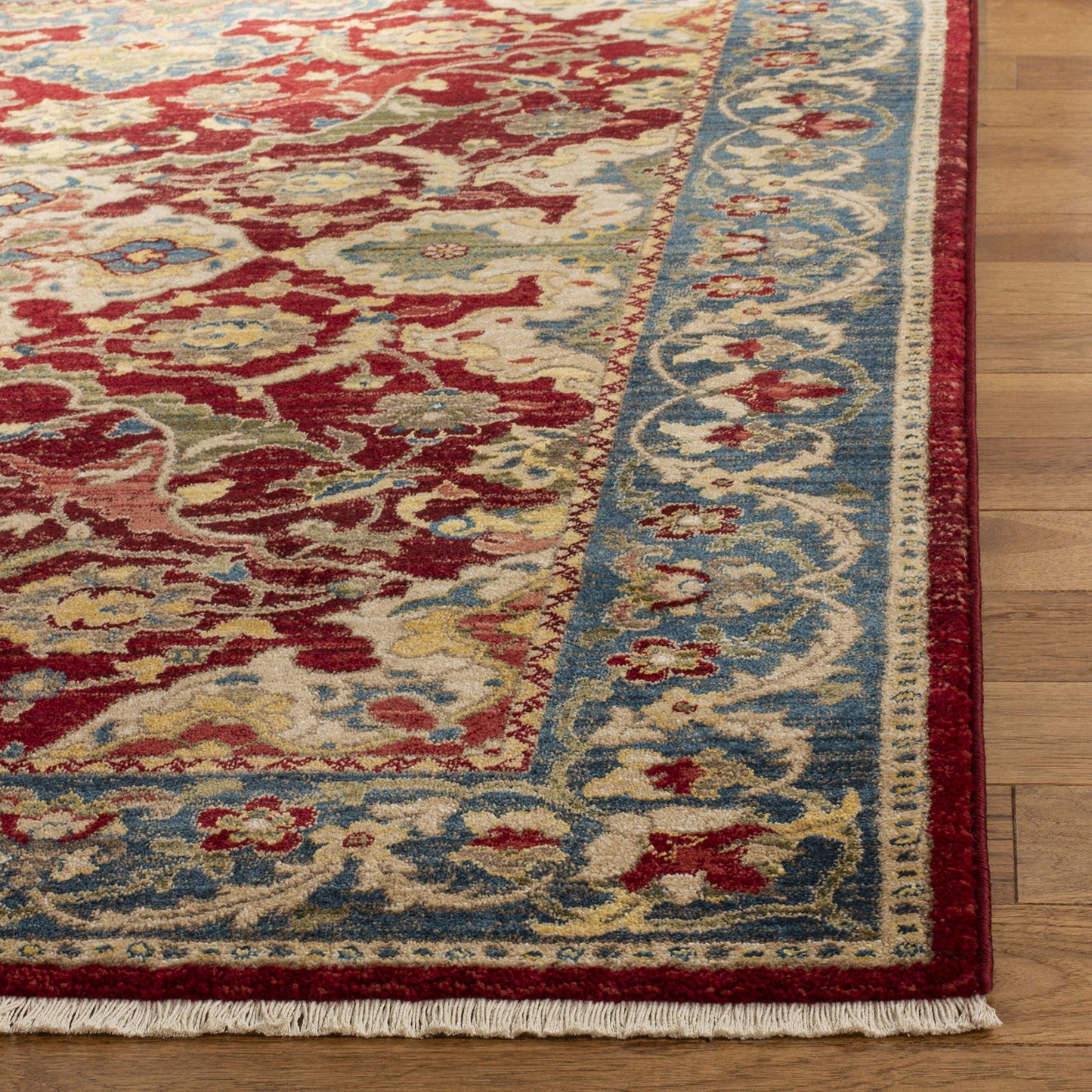 SAFAVIEH Area Rug 8x10 - Kashan Collection - Large - Red & Blue, Traditional Oriental Design, Non-Shedding & Easy Cleaning, Ideal for Living Room, Bedroom, Office, Dining Space (KSN307Q)