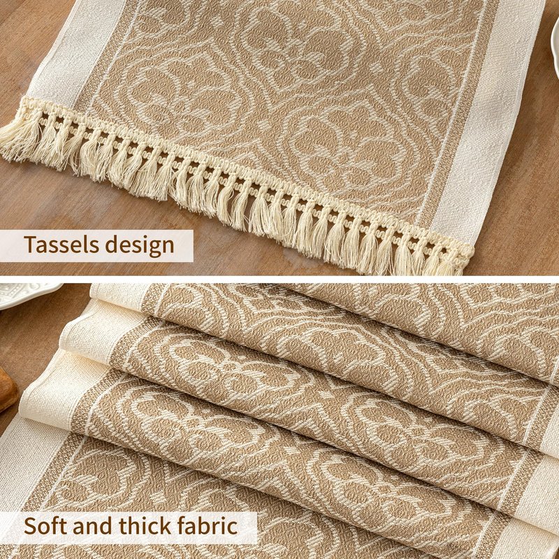 UWWGKK Table Runner 48 Inches Long,Waterproof Boho Table Runner with Tassel Fringe,Table Runners for Party Coffee Table