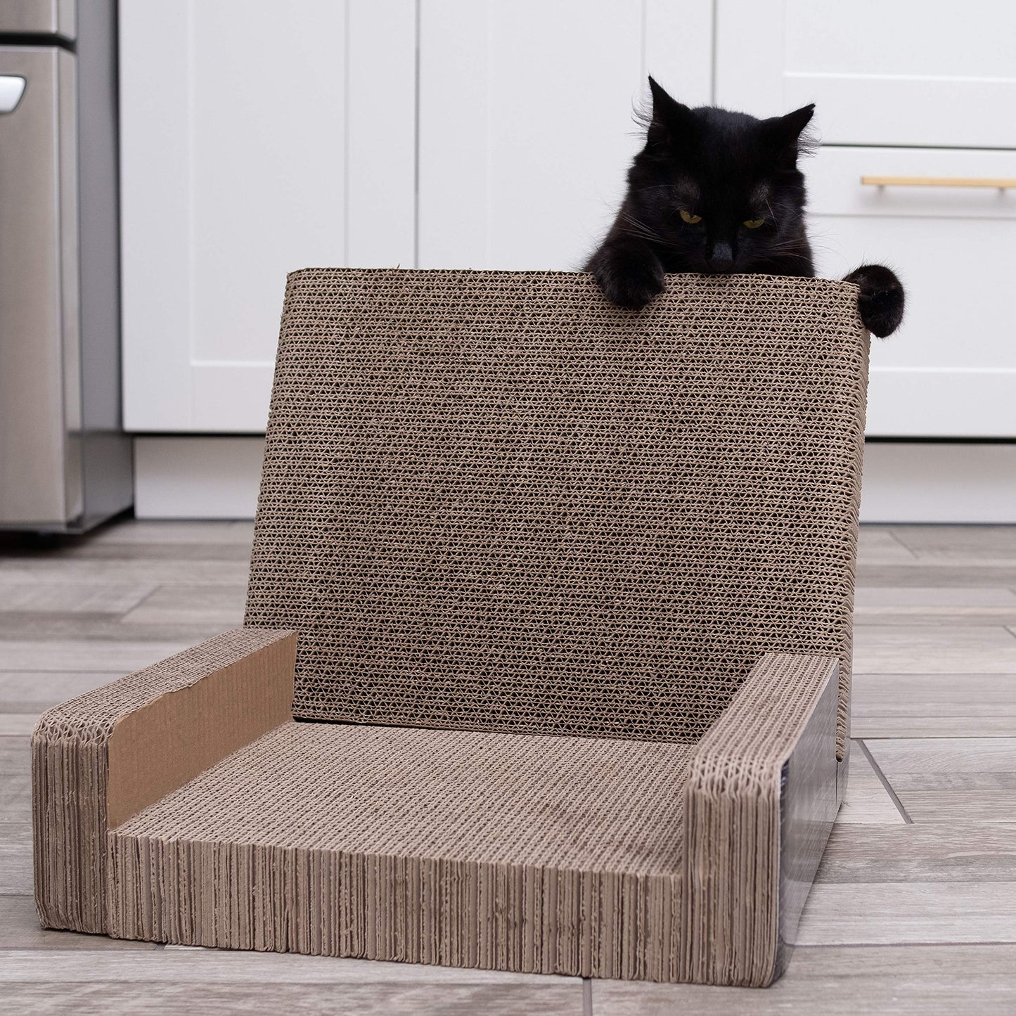 Purrfect Sofa Luxe Cat Lounger & Scratcher Toy | Cardboard Scratcher Bed with Catnip | Horizontal Scratching Couch for Cats