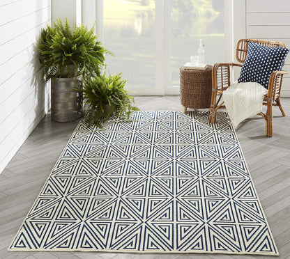 Momeni Rugs Baja Collection, 1'8" x 3'7", Contemporary Indoor & Outdoor Area Rug, Easy to Clean, Navy Blue