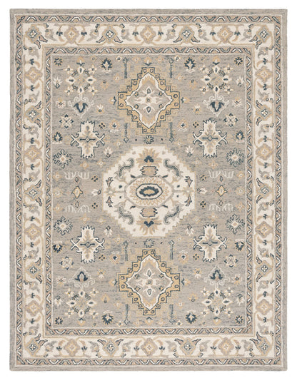 SAFAVIEH Aspen Collection Area Rug - 6' x 9', Moss & Ivory, Handmade Traditional Wool, Ideal for High Traffic Areas in Living Room, Bedroom (APN601W)