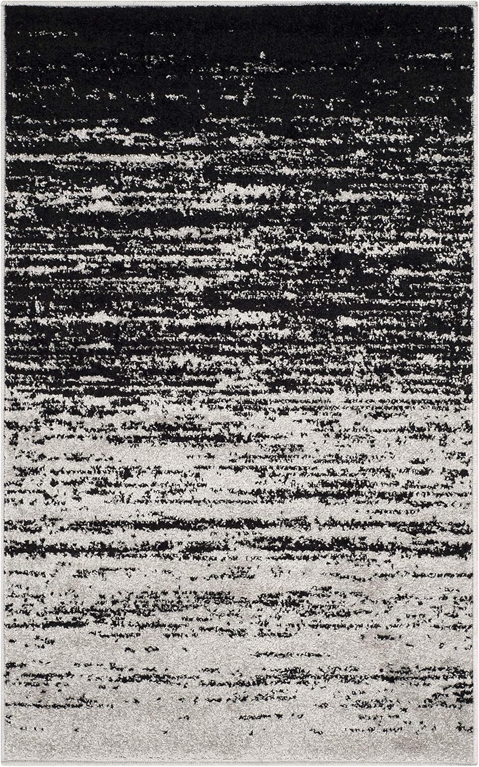 2'6" 4', (ADR113A) SAFAVIEH Adirondack Collection Accent Rug - x Silver & Black, Modern Ombre Design, Non Shedding