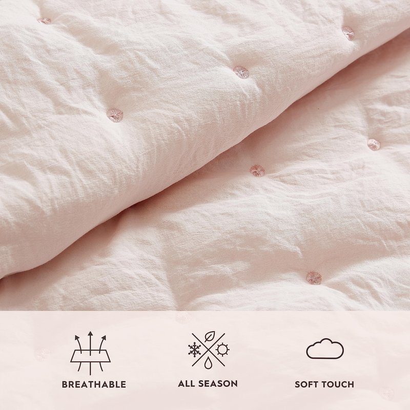 Laura Ashley – Twin Quilt Set, Ultra Soft Bedding with Matching Sham, Ruffled Pink Room Decor, College Dorm Room Essentials (Hailee Pink)