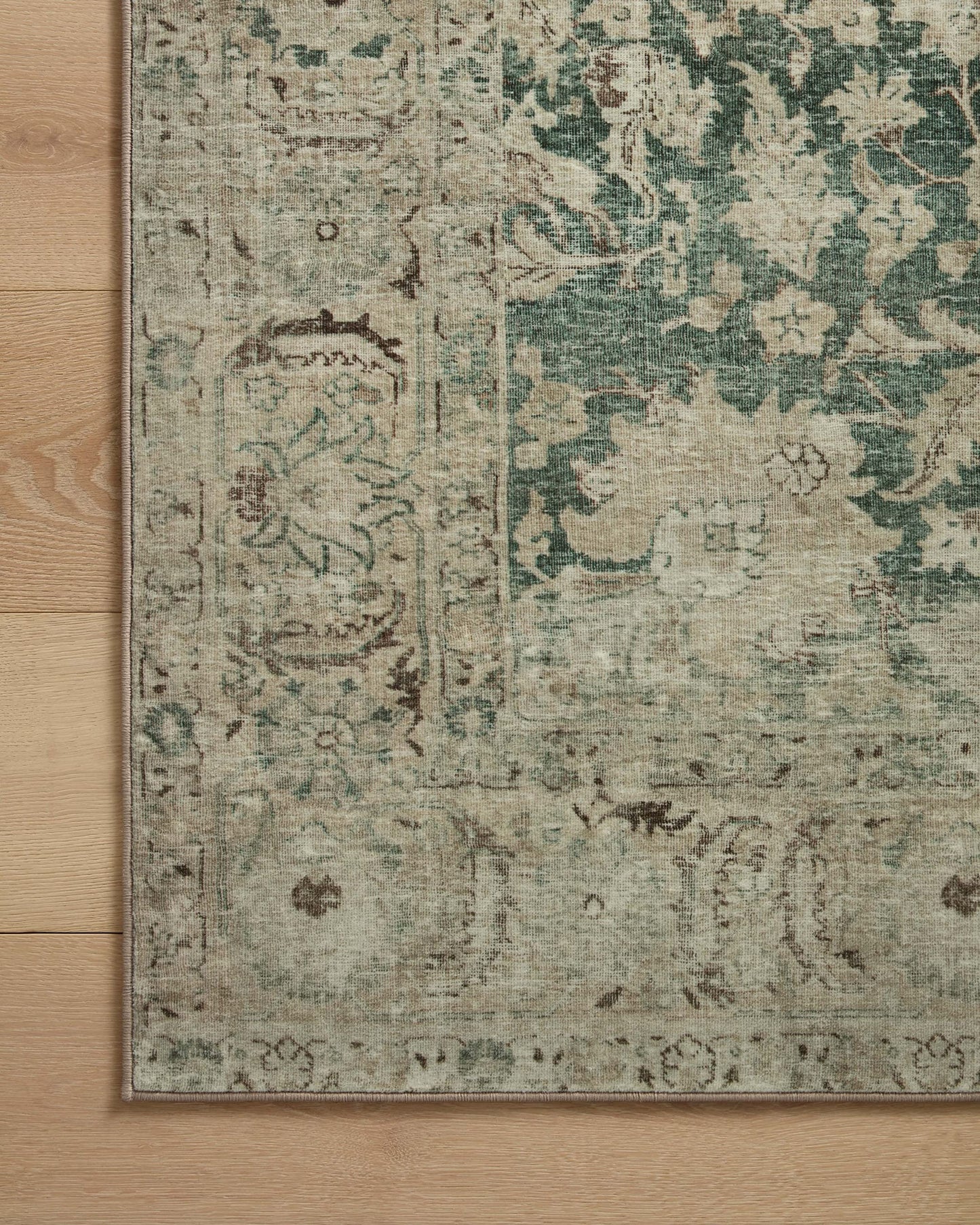 Loloi Magnolia Home by Joanna Gaines Sinclair Collection SIN-05 Jade/Sand 8'-6" x 11'-6", .25" Pile Height, Machine Washable, Area Rug