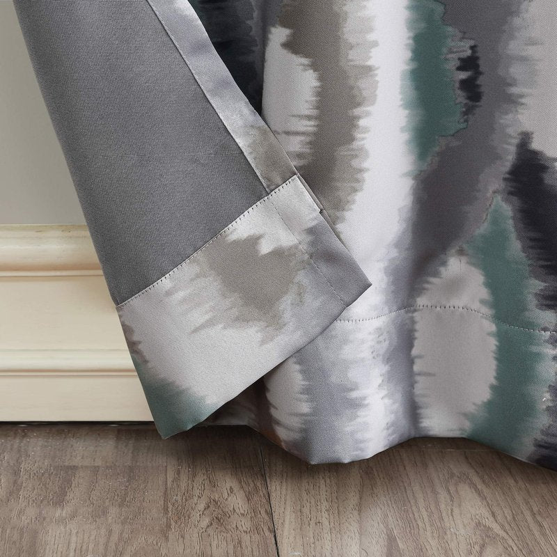 Sun Zero Burbank Watercolor Ogee Energy Efficient Grommet Curtain Panel, 54" x 84", Linen