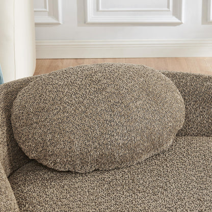 KEIKI 67" L Boucle Chaise Lounge Sofa Chair Indoor with Backrest, Armrest & Pillow, Oval Upholstered Single Lounger Sleeper Chair, Modern Reading Lazy Cloud Sofa Bed Recliner for Living Room Bedroom
