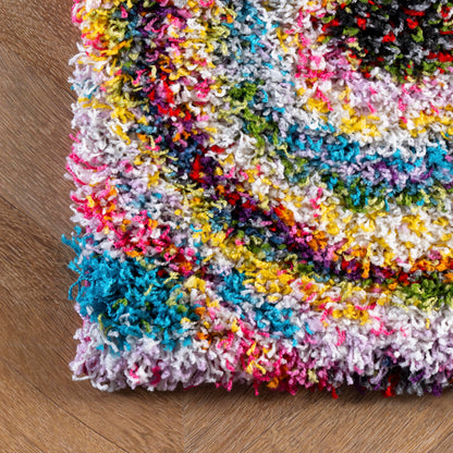 Nuloom Kindra Multicolor/Red, 7'10" Square, Bohemian Circles, Soft and Cozy, High Traffic, Stain Resistant, Easy Clean, Durable Area Rug for Bedroom, Living Room, Dining Space, Den, Foyer, Entryway