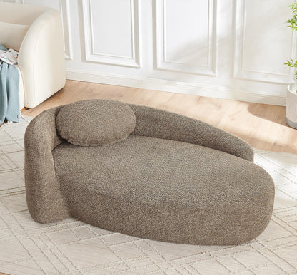 KEIKI 67" L Boucle Chaise Lounge Sofa Chair Indoor with Backrest, Armrest & Pillow, Oval Upholstered Single Lounger Sleeper Chair, Modern Reading Lazy Cloud Sofa Bed Recliner for Living Room Bedroom