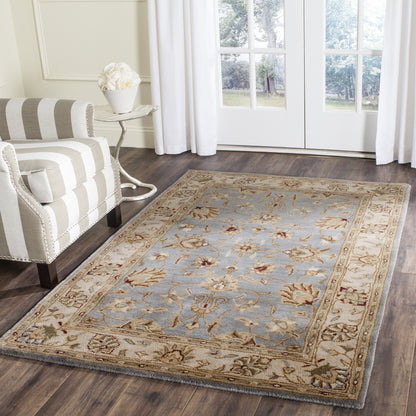 SAFAVIEH Royalty Collection Area Rug - 5' x 7', Blue & Beige, Handmade Traditional Oriental Wool, Ideal for High Traffic Areas in Living Room, Bedroom (ROY343B)