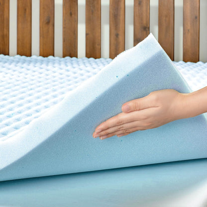Best Price Mattress 2 Inch Egg Crate Memory Foam, Cooling Gel Infusion Twin Mattress Topper, Blue