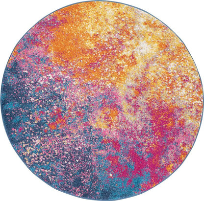 Nourison Home Passion 4' x Round Multicolor Fabric Modern Area Rug (4' Round)
