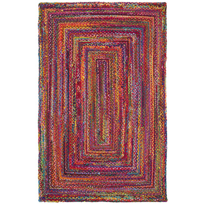 SAFAVIEH Area Rug 8x10 - Cape Cod Collection - Large - Red & Multi, Handmade Jute & Cotton, Woven Braided Design (CAP202A)