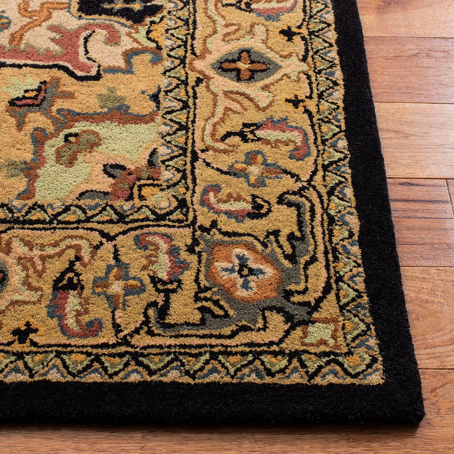 SAFAVIEH Area Rug 10x14 - Heritage Collection - Large - Black & Gold, Handmade Wool, Traditional Oriental Medallion Design, Ideal for Living Room, Bedroom, Dining Space (HG625Z)