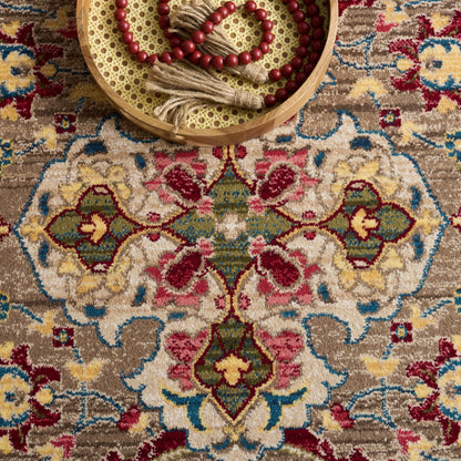 SAFAVIEH Area Rug 8x10 - Kashan Collection - Large - Taupe & Blue, Traditional Oriental Design, Non-Shedding & Easy Cleaning, Ideal for Living Room, Bedroom, Office, Dining Space (KSN307E)