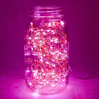 6 20 Hometown Evolution, Inc. Pink Fairy Lights - Battery Operated - Foot Pink LED Micro Lights on Copper Wire